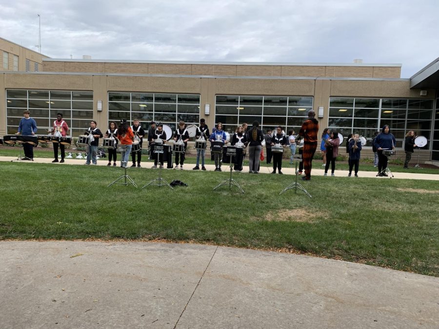 The middle school percussion students were hard at work!